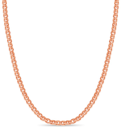 Curb Solid White/Yellow/Rose Gold Handmade Necklace , 11mm, 16-30 Inch