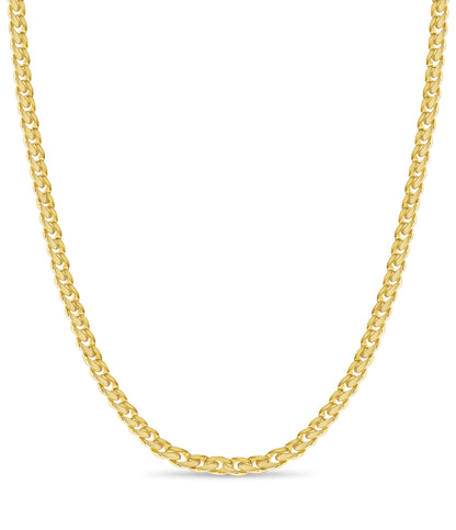 Curb Solid White/Yellow/Rose Gold Handmade Necklace , 11mm, 16-30 Inch