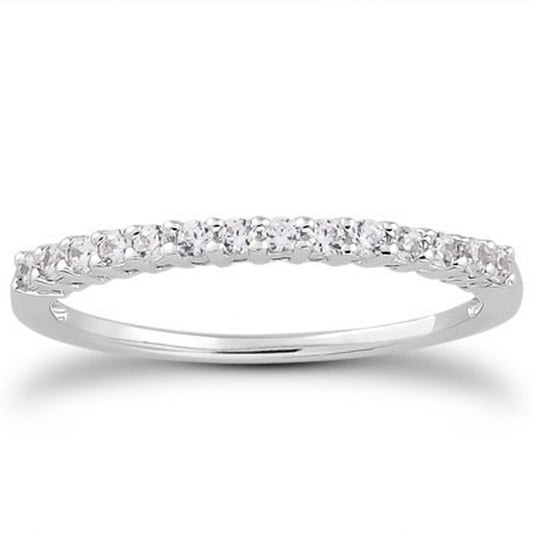 14k White Gold Shared Prong Diamond Wedding Ring Band with Airline Gallery — photo 1 of 4