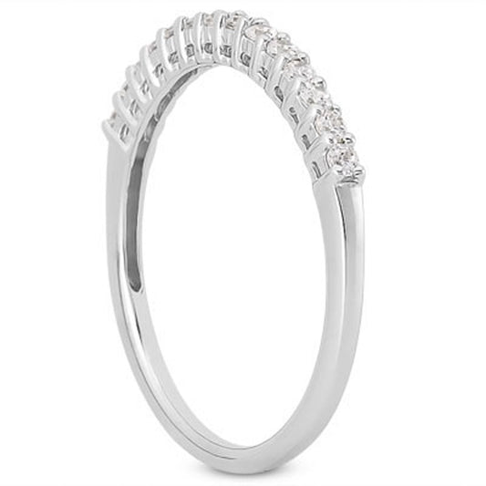 14k White Gold Shared Prong Diamond Wedding Ring Band with Airline Gallery — photo 2 of 4