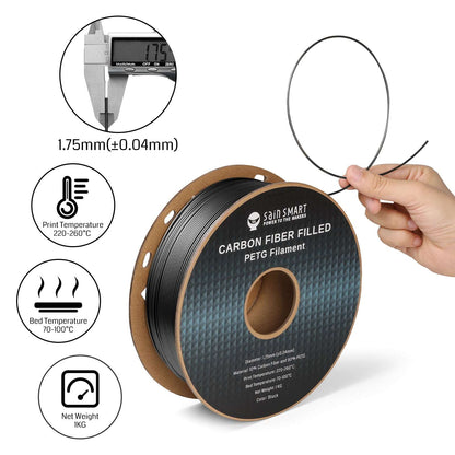 Black, Bronze Carbon Fiber PETG Filament, 1.75mm, Accuracy +/-0.04mm 1KG (2.2lbs) — photo 8 of 10
