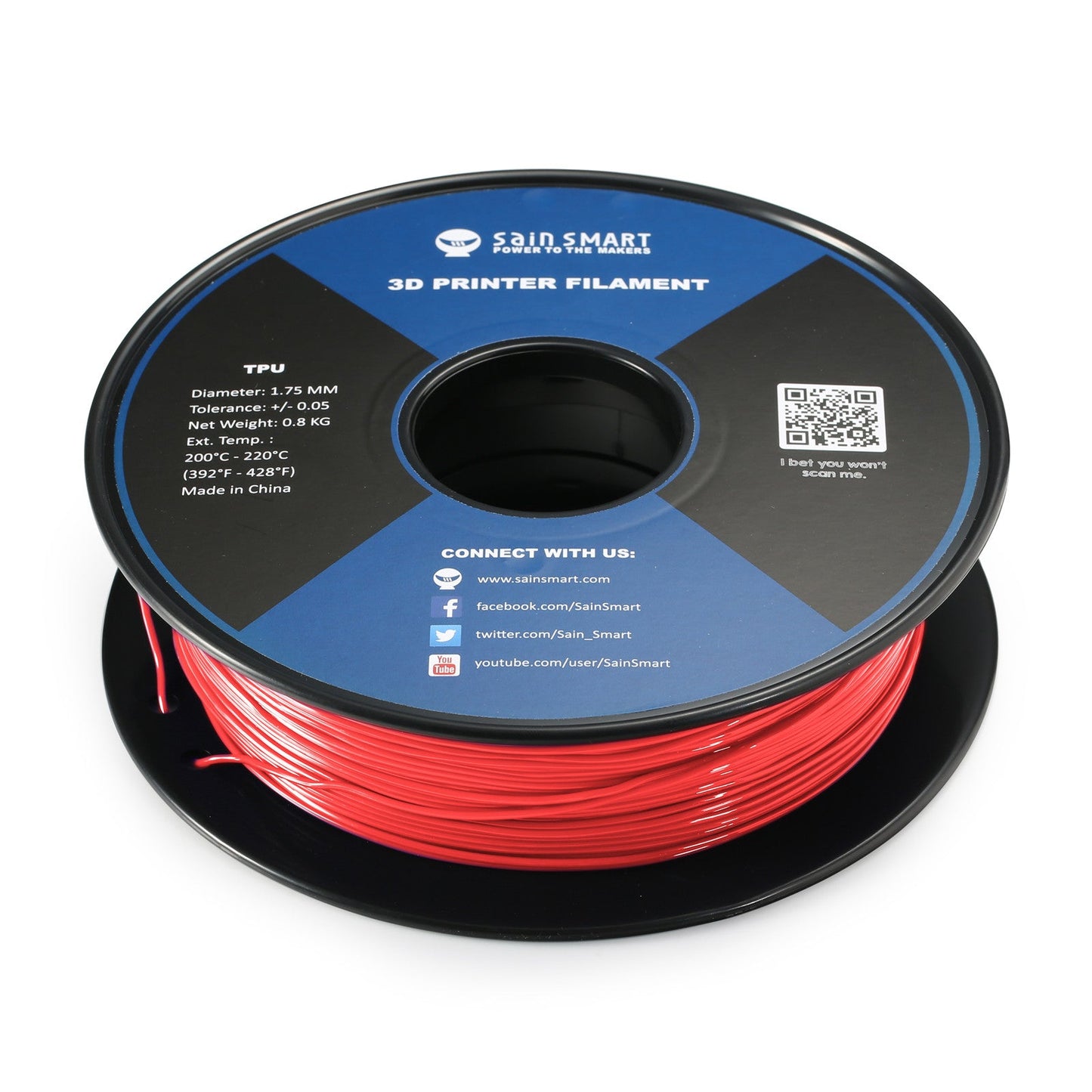 Neon Scarlet, Cyberpunk Color TPU 1.75mm Filament 0.8kg/1.76lb — photo 5 of 7