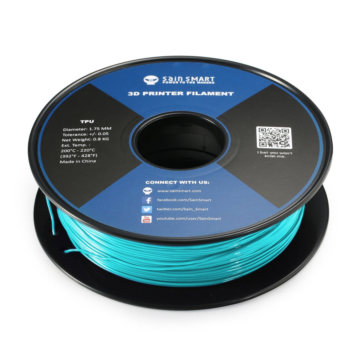 Neon Cyan, Cyberpunk Color TPU Filament 1.75mm 0.8kg/1.76lb — photo 5 of 7