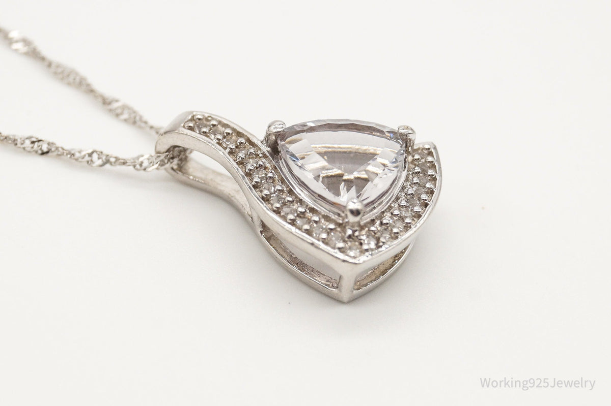 Vintage Designer TGGC Art Deco Cubic Zirconia Sterling Silver Necklace