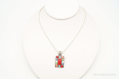 Vintage Multi Gem Sterling Silver Necklace