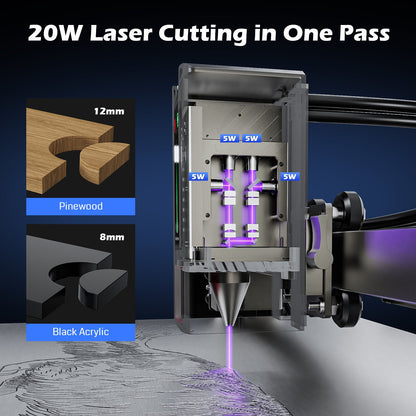 L8 Laser Engraver Machine, 20W/40W Power, 40000mm/min High Speed All-in-one, Air Assist, Lightburn Camera — photo 3 of 10