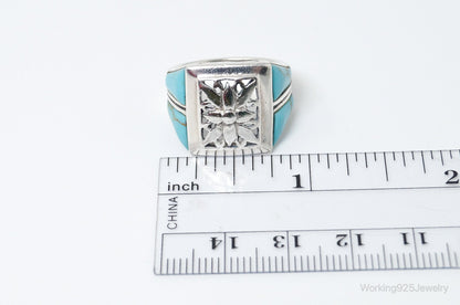 Vintage Thai Designer Turquoise Sterling Silver Ring SZ 7.75