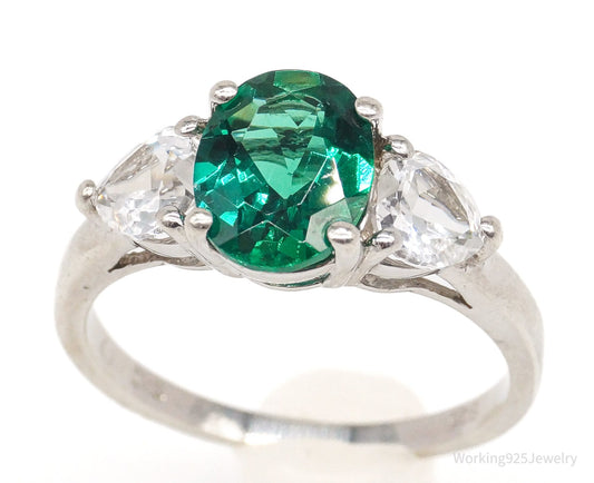 Vintage SAI Lab Emerald White Sterling Silver Ring - Size 7.75 — photo 1 of 10