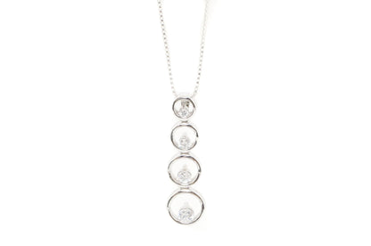 Vintage Art Deco Cubic Zirconia Circles Bubbles Sterling Silver Necklace Pendant