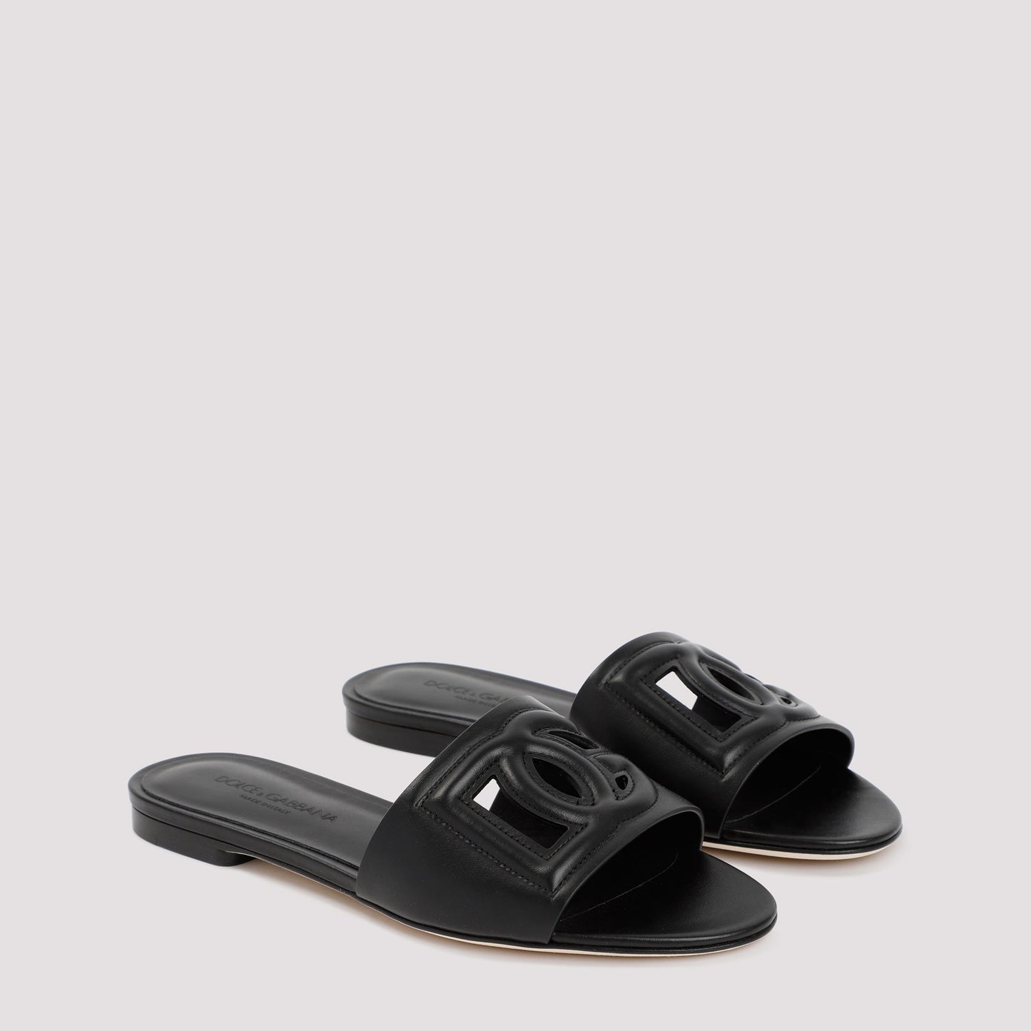 DOLCE & GABBANA Men's Leather Flat Slide Sandals