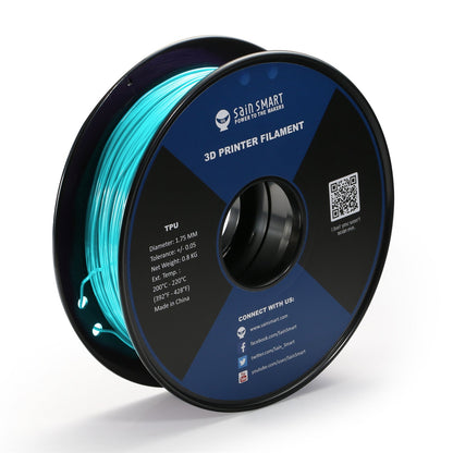 Neon Cyan, Cyberpunk Color TPU Filament 1.75mm 0.8kg/1.76lb — photo 1 of 7