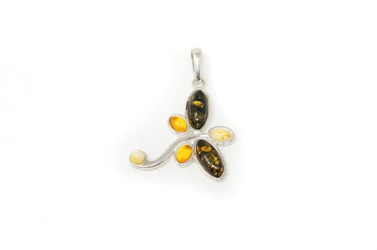 Vintage Multi Type Amber Dragonfly Sterling Silver Necklace Pendant — photo 2 of 9