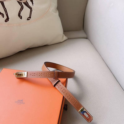 Hermes Men Gold Buckle Belt 'Brown'