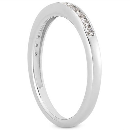 14k White Gold Channel Set Diamond Wedding Ring Band Set 1/3 Around — photo 2 of 4