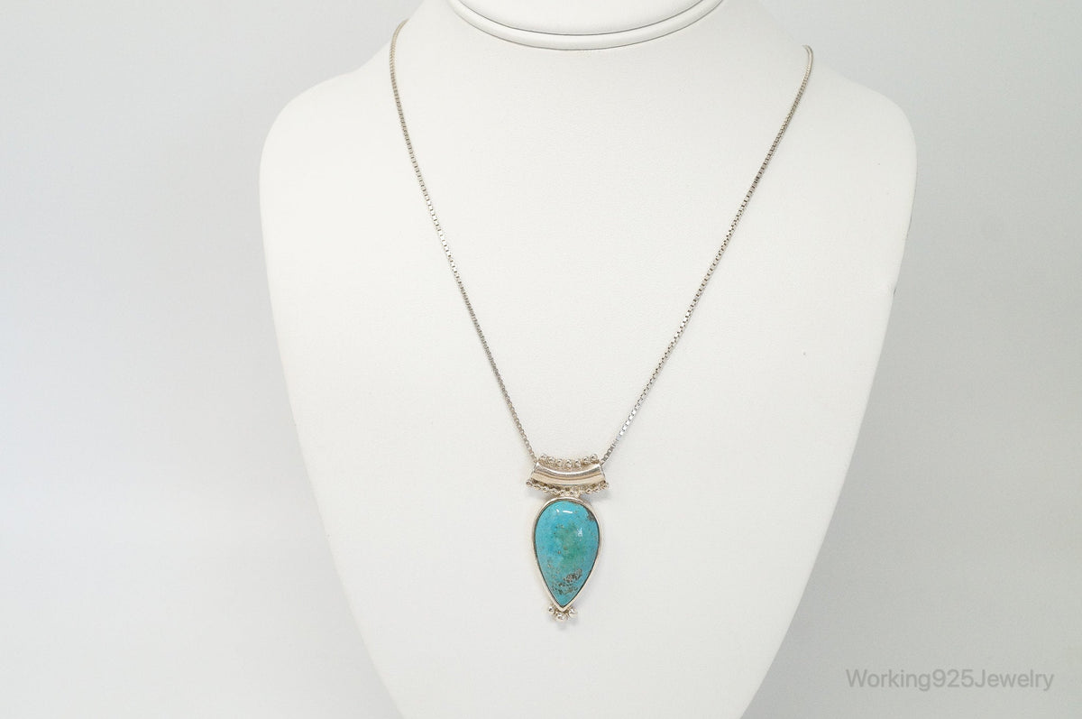 Designer Whitney Kelly WK Large Turquoise Sterling Silver Necklace