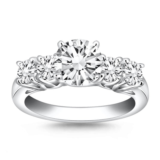 14k White Gold Five Stone Diamond Trellis Engagement Ring — photo 1 of 6