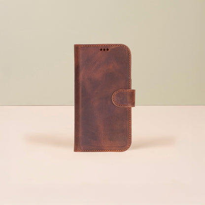 Leathere iPhone 17 Wallet Case – Brown - New York