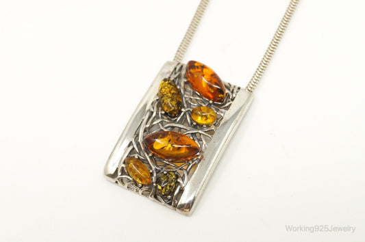 Vintage Multi Type Amber Sterling Silver Necklace — photo 2 of 10