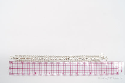 Vintage Hearts Mesh Chain Link Sterling Silver Bracelet