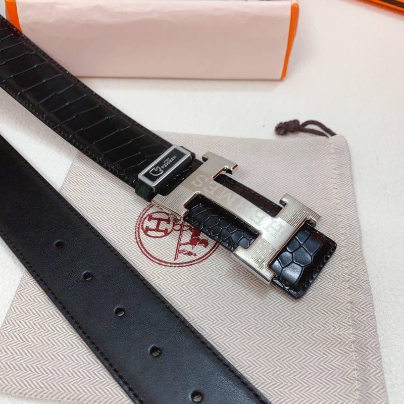 Hermès Silver 'H' Buckle Belt – Luxury Black Leather for Men