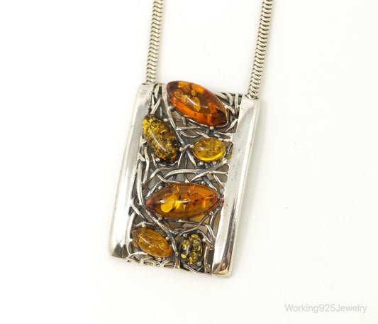 Vintage Multi Type Amber Sterling Silver Necklace — photo 1 of 10