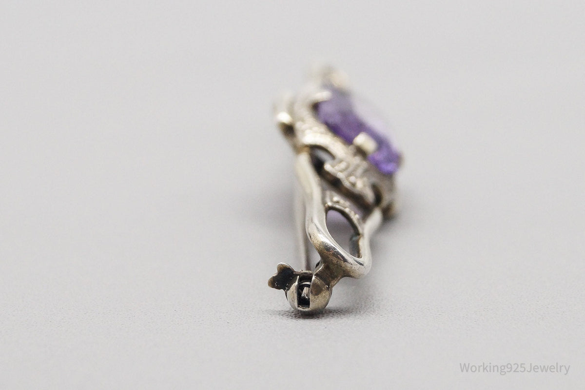 Antique Amethyst 835 Silver Pin Brooch
