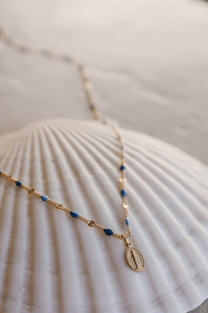 Celestial Blue Miraculous Medal Necklace