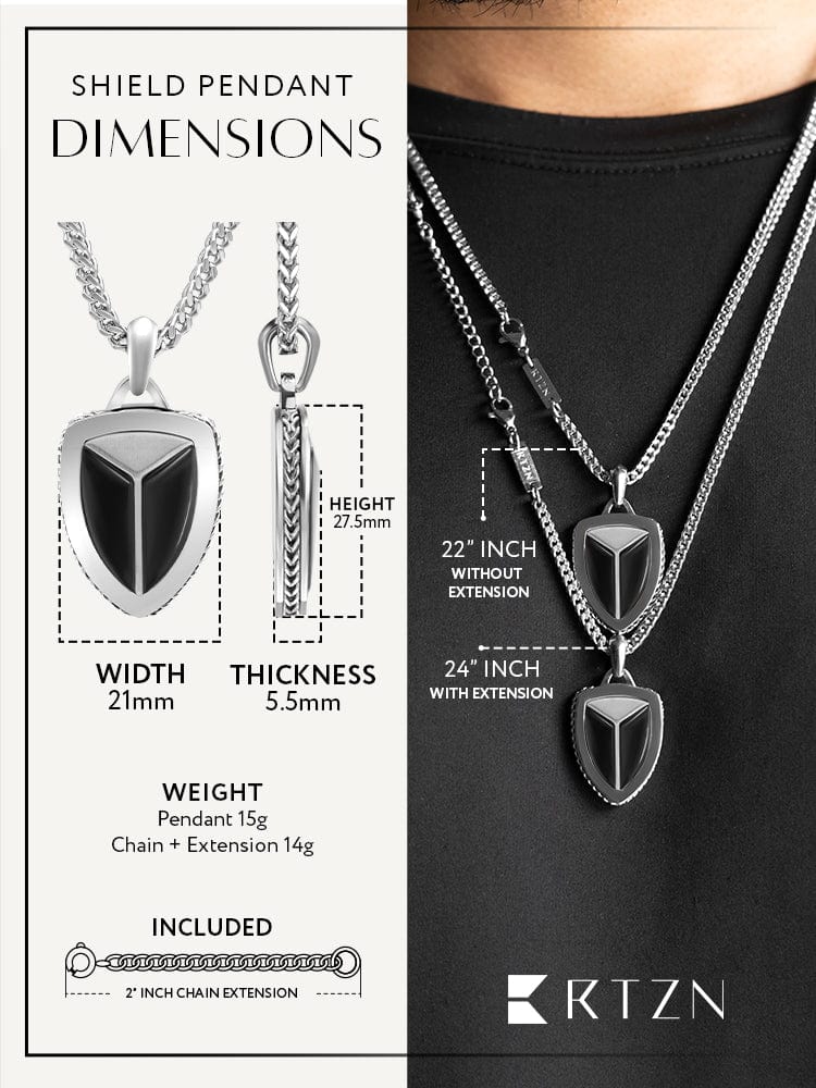 Black Onyx Shield Pendant Necklace