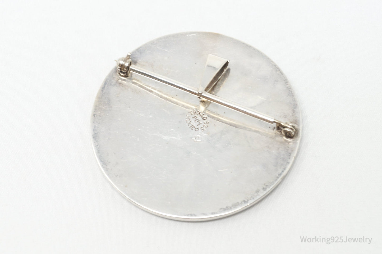 Vintage Taxco POM Mexican Brass Abstract Sterling Silver Brooch Pin Pendant