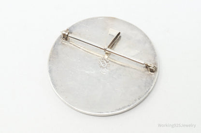 Vintage Taxco POM Mexican Brass Abstract Sterling Silver Brooch Pin Pendant