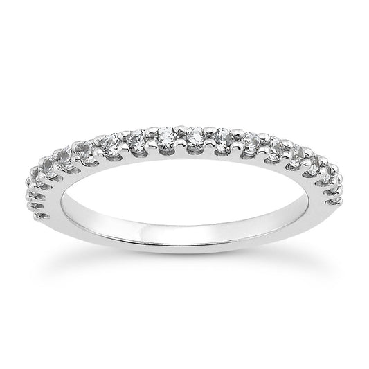 14k White Gold Shared Prong Diamond Wedding Ring Band with U Settings — photo 1 of 4
