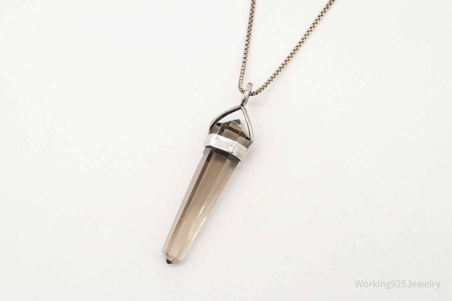 Vintage Large Smoky Topaz Sterling Silver Necklace
