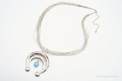 Vintage Western Designer Carolyn Pollack Turquoise Sterling Silver Necklace