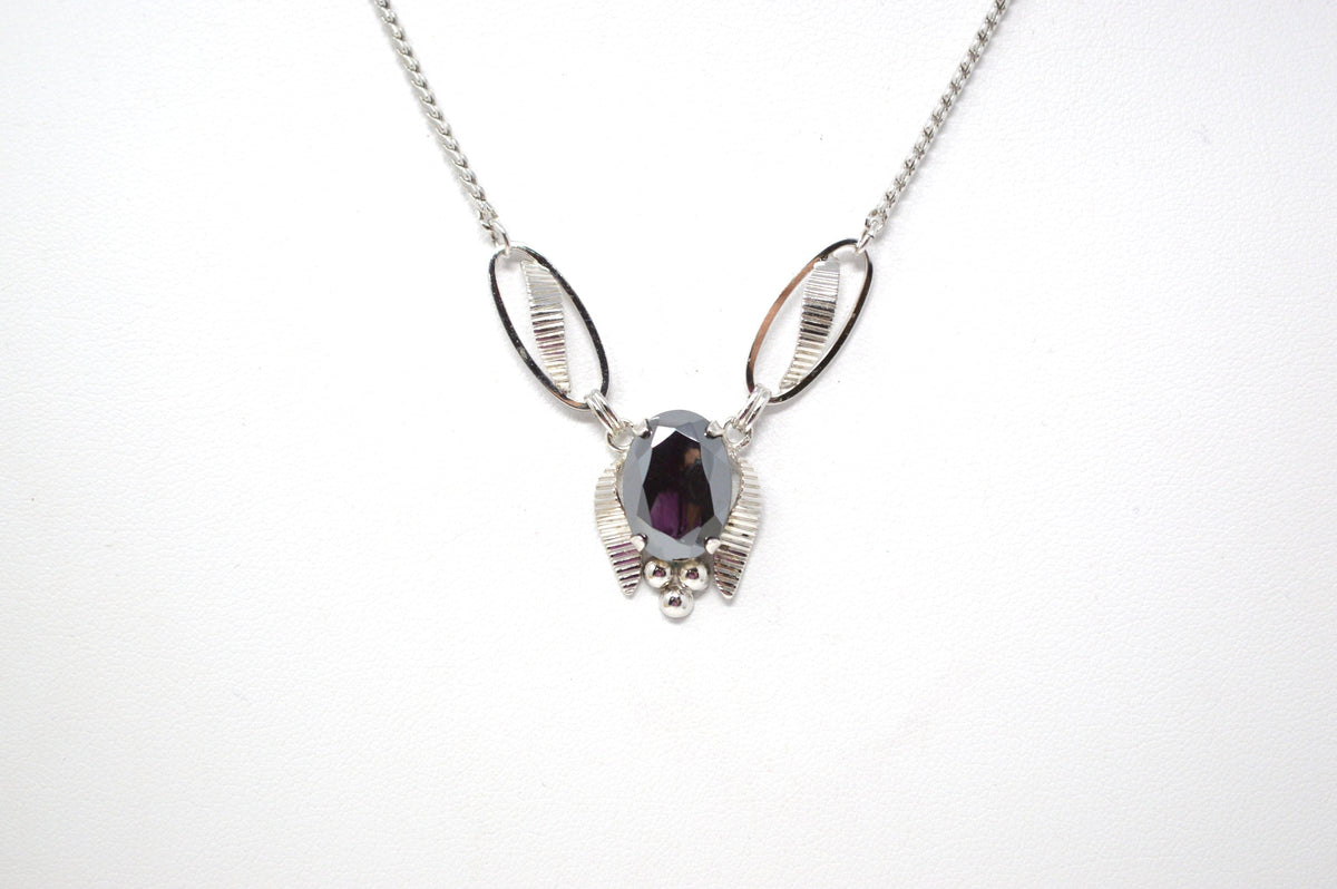 Vintage Designer Van Dell Hematite Sterling Silver Necklace - 16 Inch