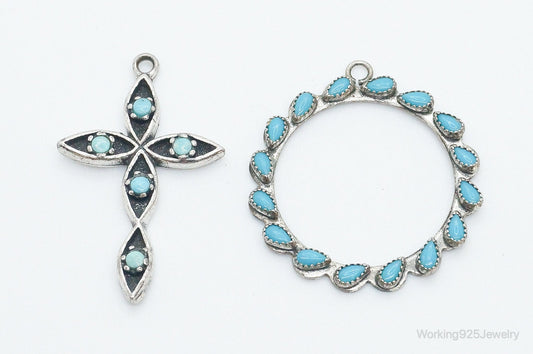 Vintage Native American Turquoise Sterling Silver Pendant Set — photo 1 of 7