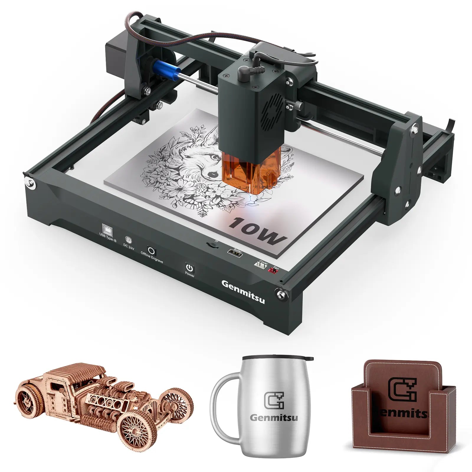 Kortek Laser Engraver Machine, 2.5W/5W/10W, ±0.01mm High Precision, IR Laser Compatible, Portable CNC Laser Cutter — photo 2 of 9