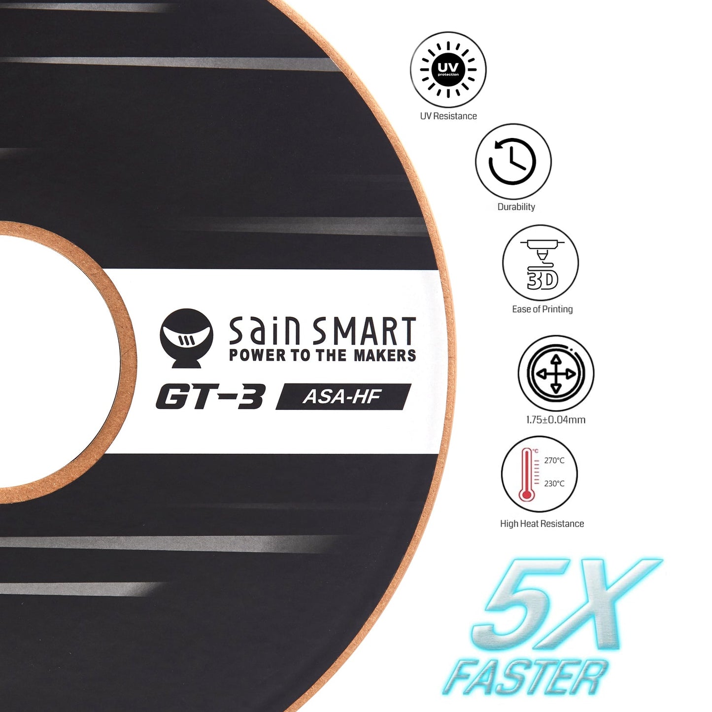 GT-3 High-Speed ASA Filament, 1.75mm Black, UV & Weather Resistant, Fit for Outdoor Functional Parts, 1kg, Accuracy +/- 0.04 mm — photo 4 of 7
