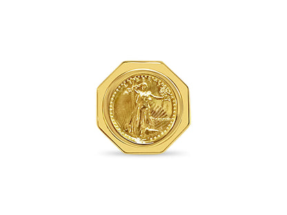 Fancy Solid White/Yellow/Rose Gold Handmade Coin Ring , 1/10oz Coin ,