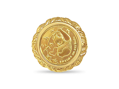 Fancy Solid White/Yellow/Rose Gold Handmade Coin Ring , Chinese Panda Bear Coin ,