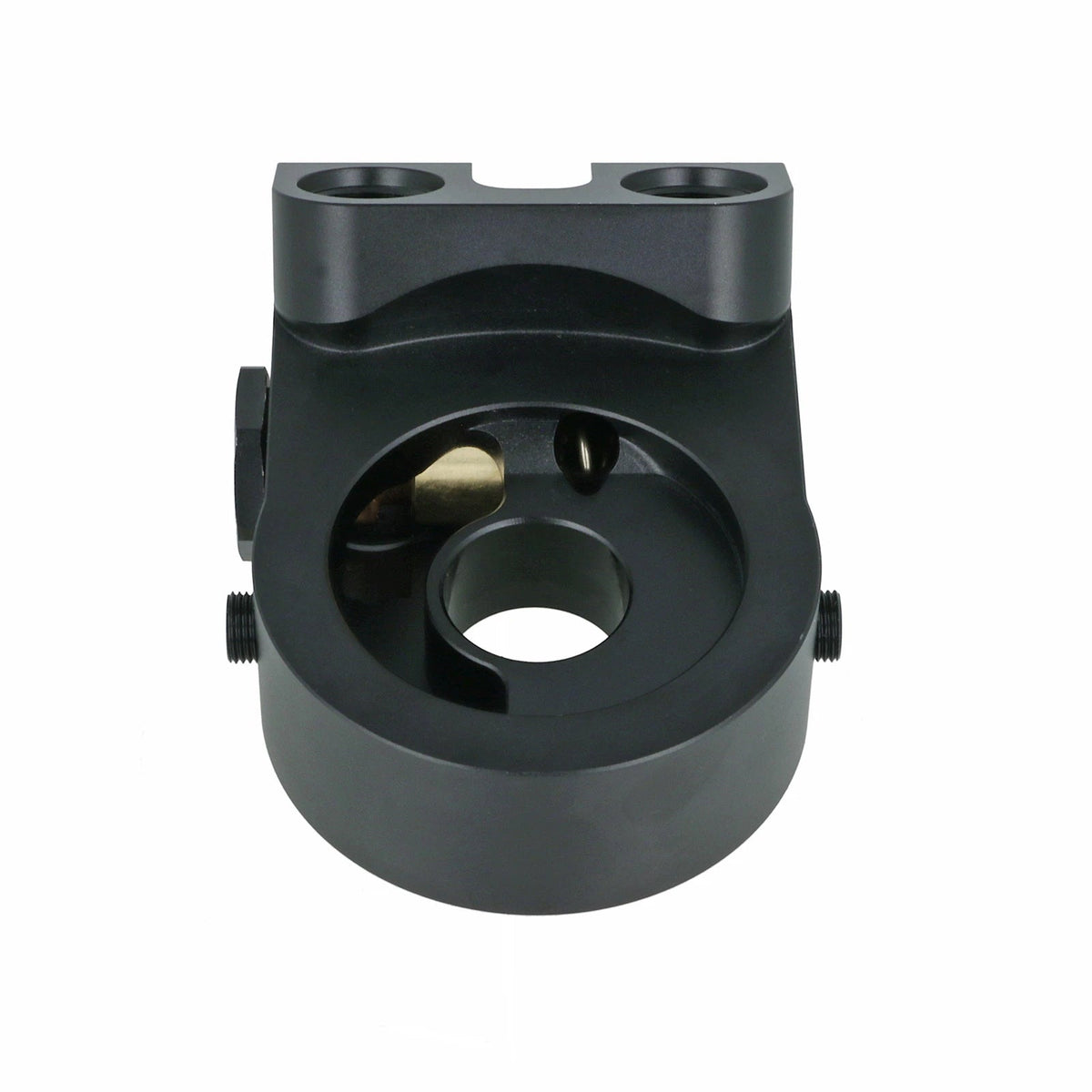 BOOST Products Billet Oil Filter Sandwich Plate Adapter  w/ Thermostat, black anodized