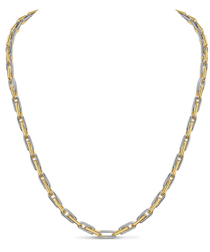 Fancy Rolo Solid White/Yellow/Rose Gold Handmade Necklace , 5mm, 16-30 Inch