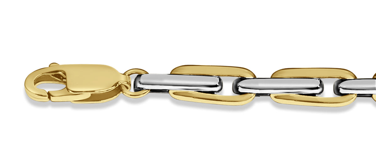 Fancy Rolo Solid White/Yellow/Rose Gold Handmade Bracelet , 5mm, 6.5-10 Inch