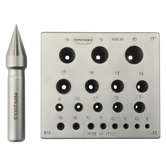 Round Bezel Forming Block, 20 holes, 17° Taper, 5mm - 20mm Diameter