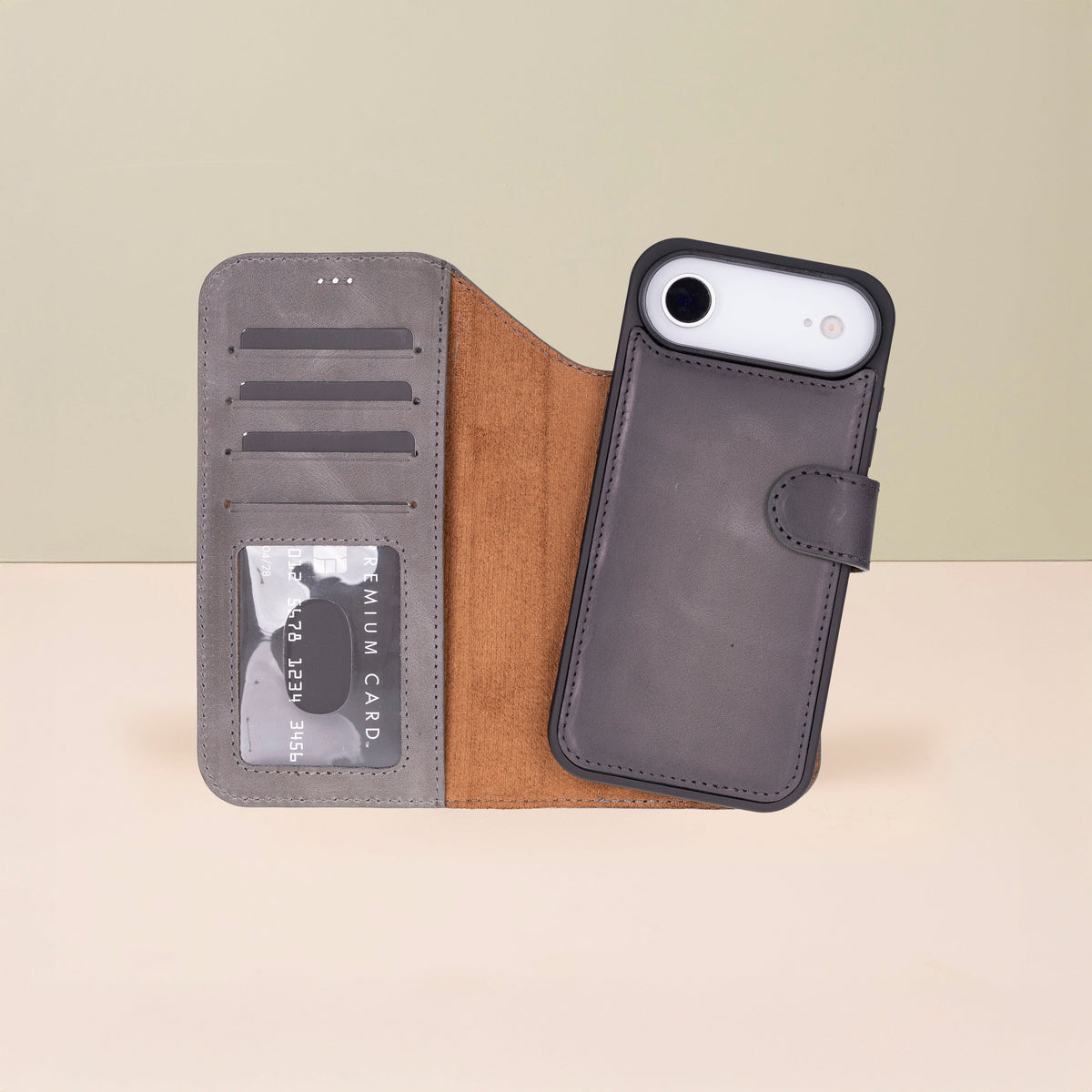 Premium Leather iPhone Air Wallet Case – Gray - Austin