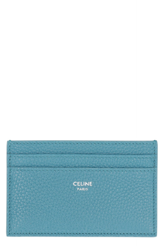 CELINE Pebbled Leather Card Holder with Five Slots -x7 cm
