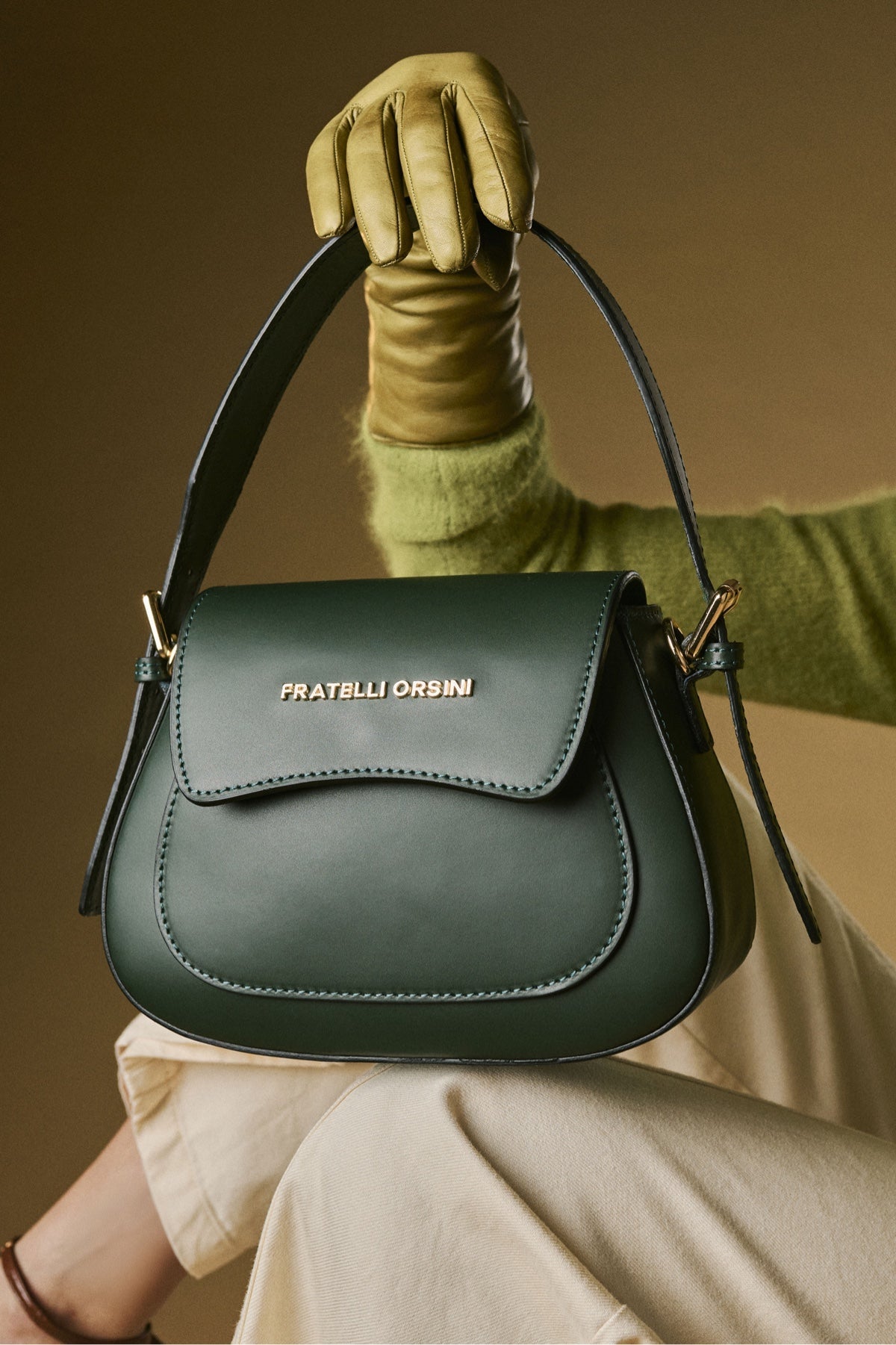 Ottavia (green) - Italian calf leather women's crossbody bag (with shoulder strap) — photo 9 of 10