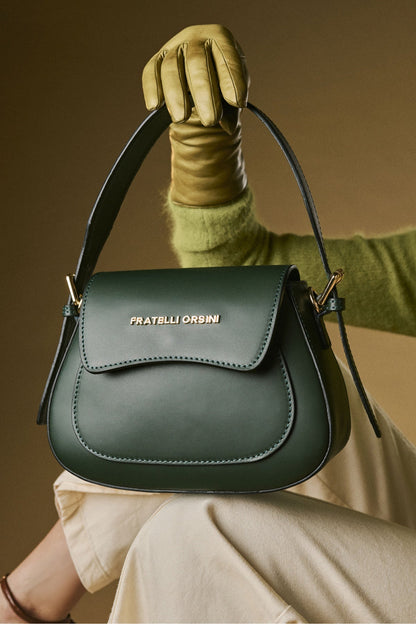Ottavia (green) - Italian calf leather women's crossbody bag (with shoulder strap) — photo 9 of 10