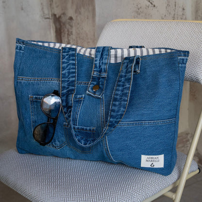 Brooklyn Heritage Tote / Recycled Denim Blue