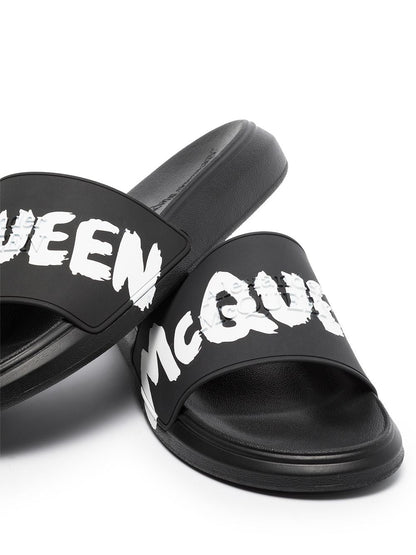 Alexander Mc Queen Graffiti Rubber Slides
