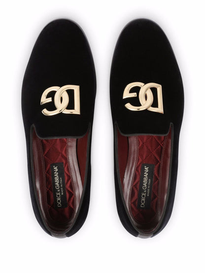 Dolce & Gabbana Logo Velvet Loafers